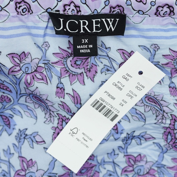 New J.CREW Size 3X Open Back Halter Top Dusty Periwinkle Block Print $118 CK066 - Picture 5 of 5